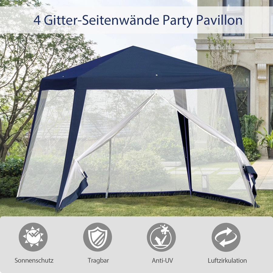 Outsunny Pavillon mit Moskitonetz blau