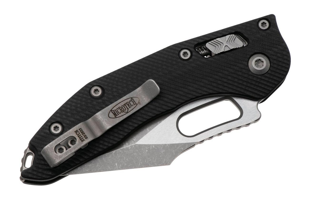 Microtech Stitch 169RL-10APFLGTBK, Apocalyptic Stonewashed M390MK, Fluted Black G10 zakmes, Borka Blades design