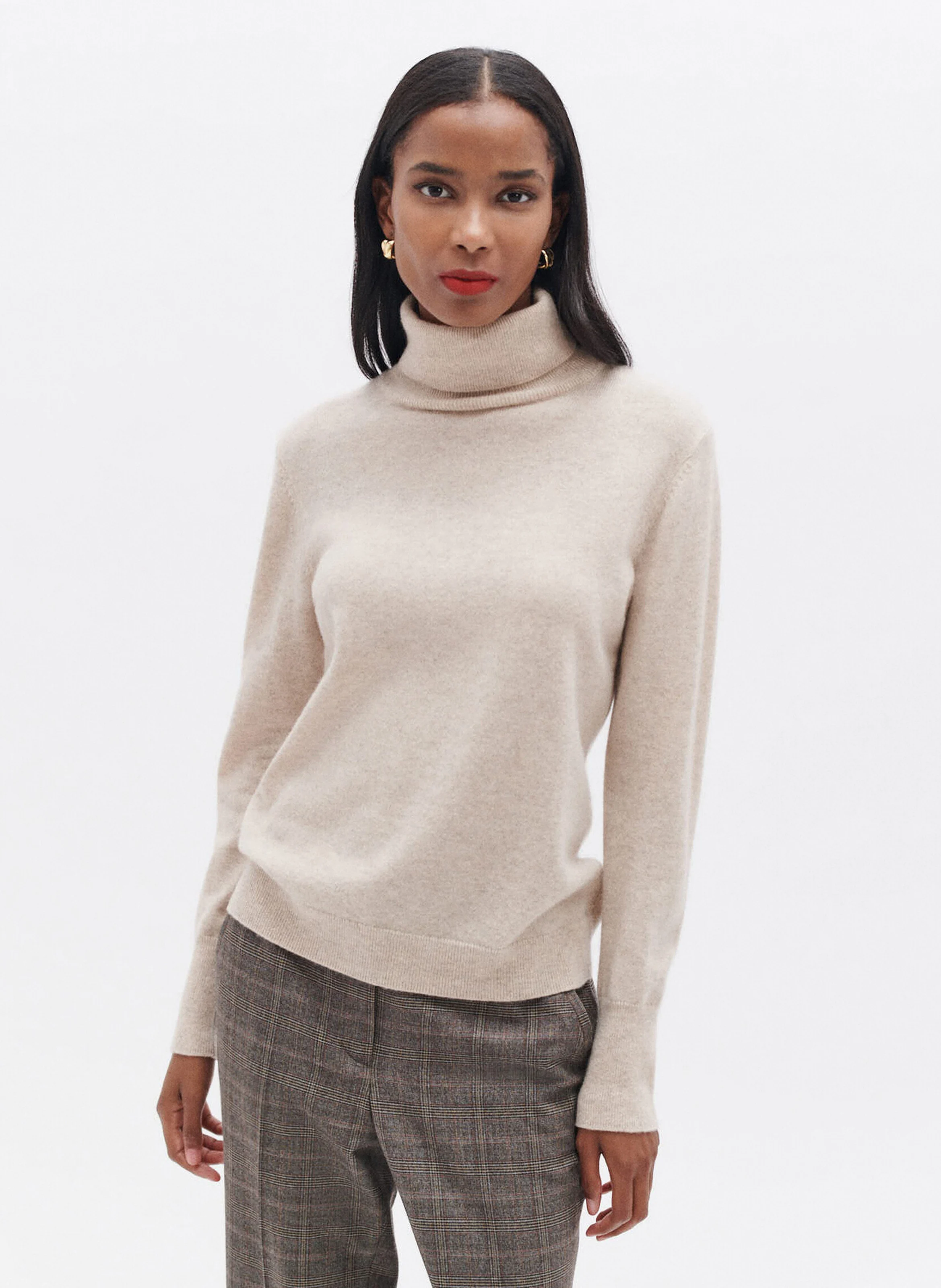 DYLANB - Col roulé droit en cachemire | Beige