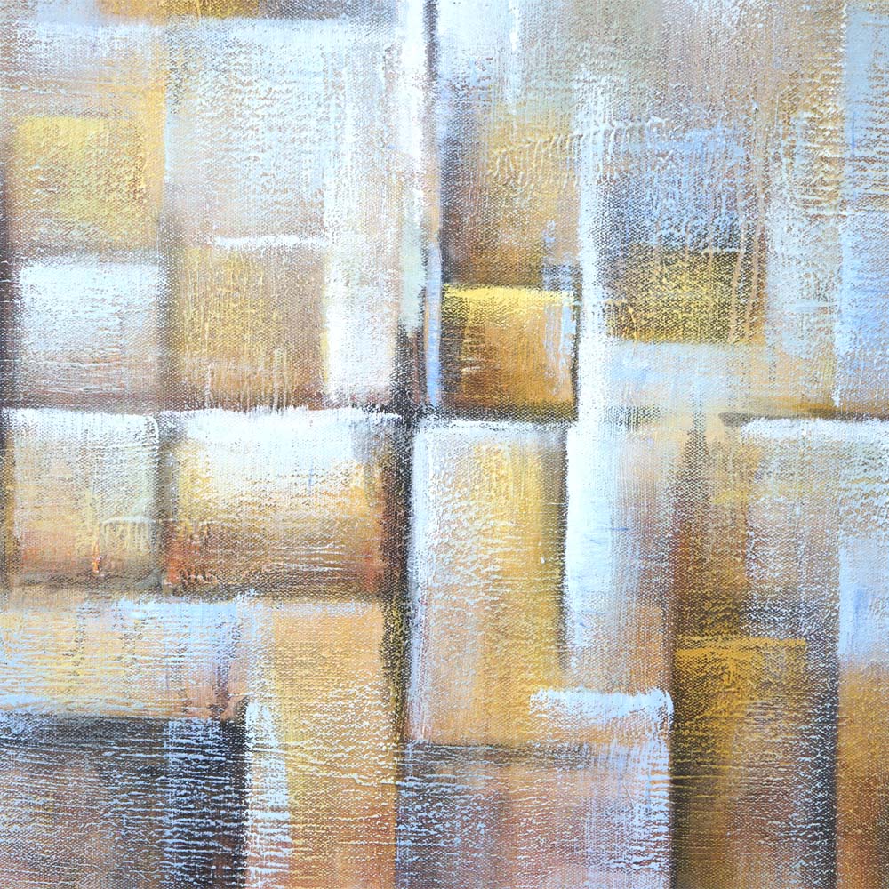Wandbild Cubes, 100% handgemaltes Ölgemälde Gemälde XL, 100x100cm