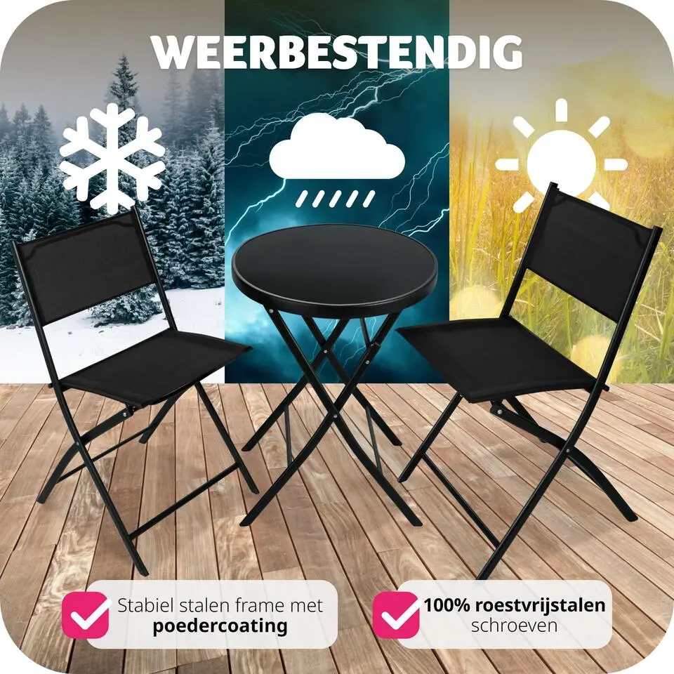tectake Balkonset Düsseldorf 2 1, Zwart
