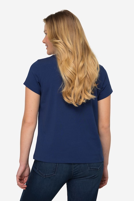 T-Shirt, kleiner Knoten Print, V-Ausschnitt, Halbarm, OEKO-TEX MIG