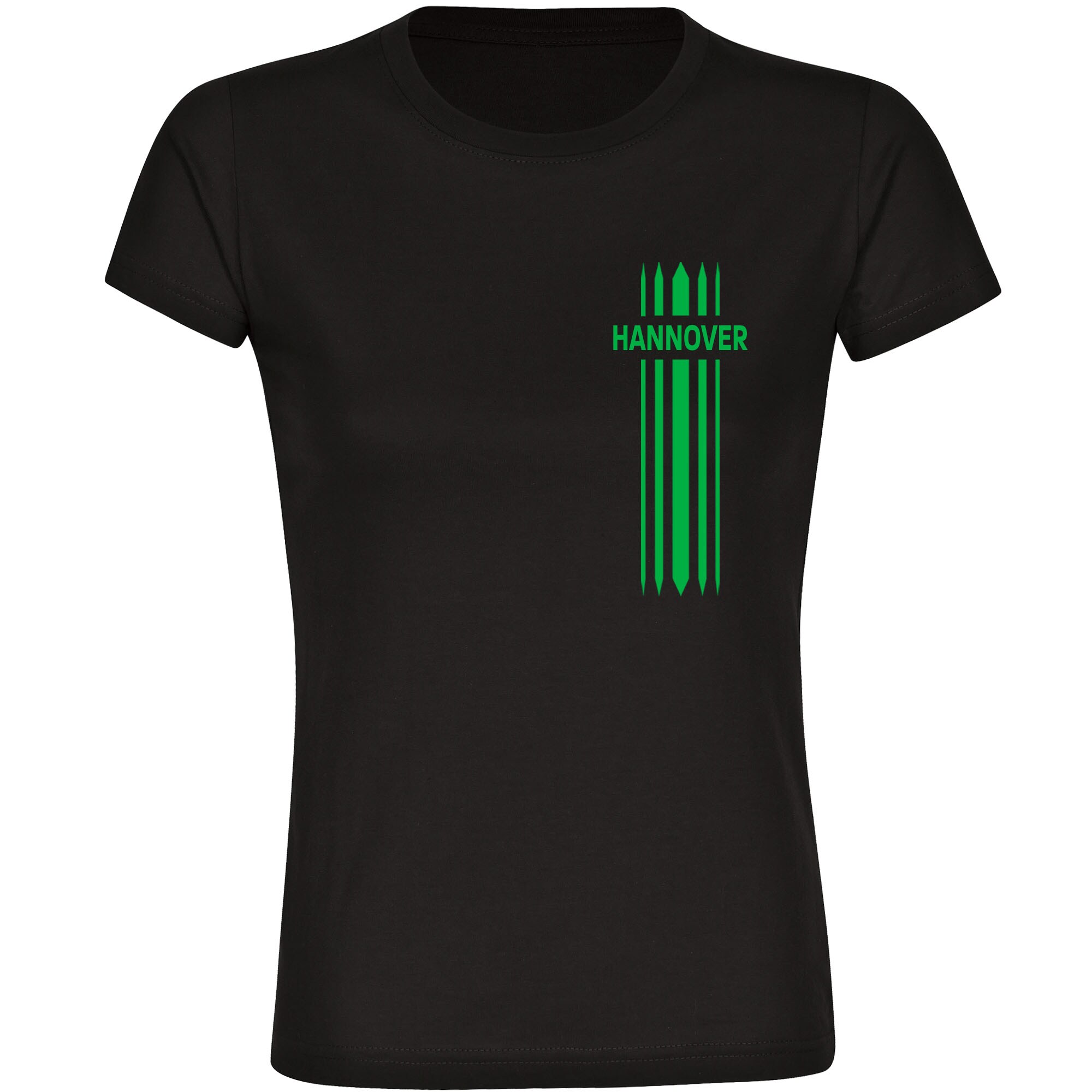 multifanshop® Damen T-Shirt - Hannover - Streifen - Druck grün