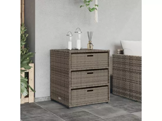 Armoire de rangement de jardin gris 55x59x69 cm résine tressée