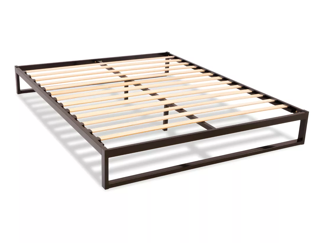 OLYMPE LITERIE | Sommier à lattes en métal PANDORE 140x190 cm | Coloris Noir | Livré en kit