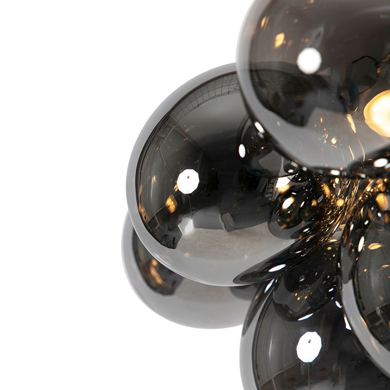 Design plafondlamp zwart met smoke glas 4-lichts - Uvas