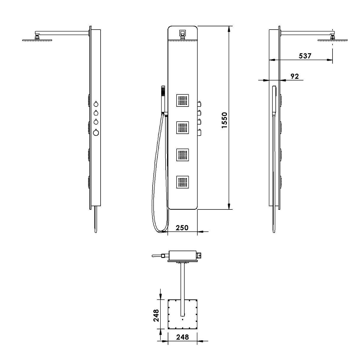 Polysan Spirit douchepaneel 155x25cm wit
