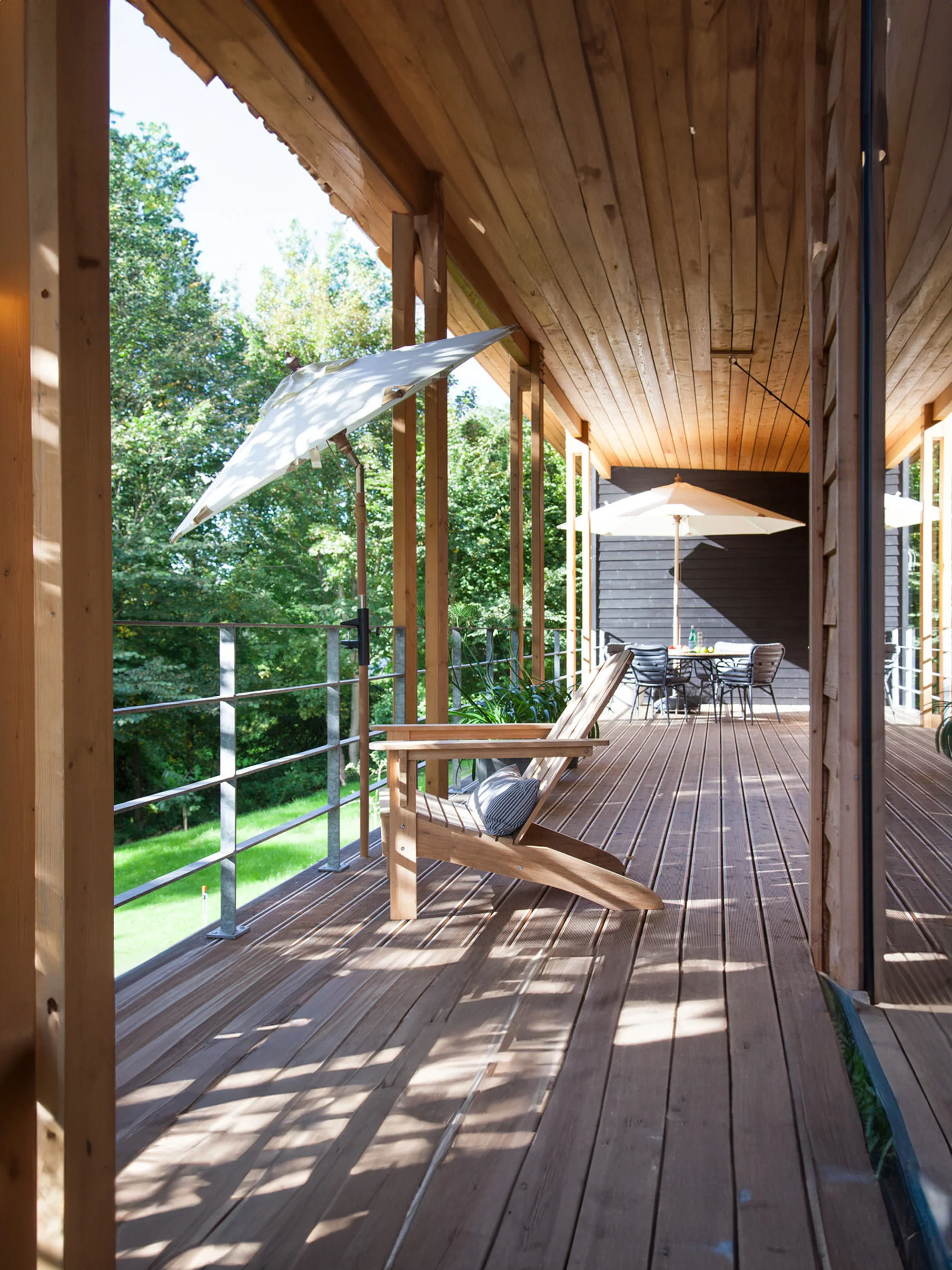 Handgemaakte mahoniehouten tuinstoel Adirondack met voetenbank, 2-delig