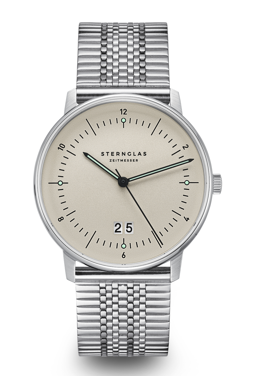 Sternglas Naos Großdatum SuperSlim Silber S01-NAG26-ME08