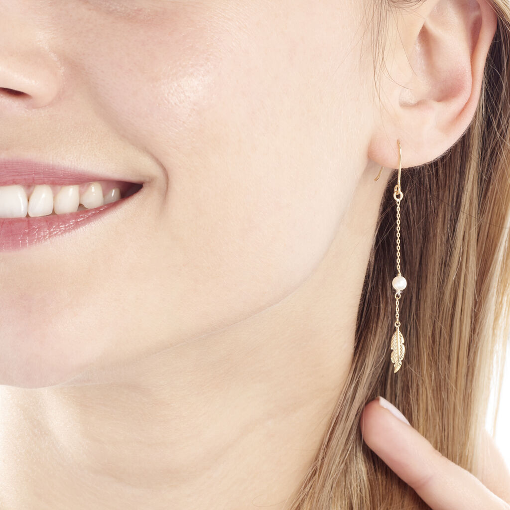 Boucles D'oreilles Pendantes Juditte Or Jaune Perle De Culture