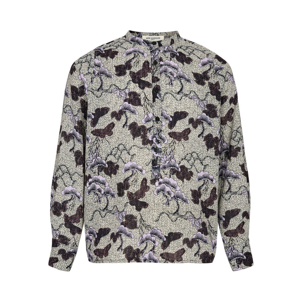 Sofie Schnoor blouse met all over print beige/zwart/lila
