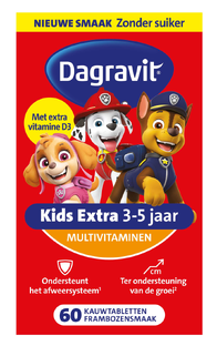 Dagravit Kids Extra 3-5 jaar Multivitaminen Kauwtabletten 60ST