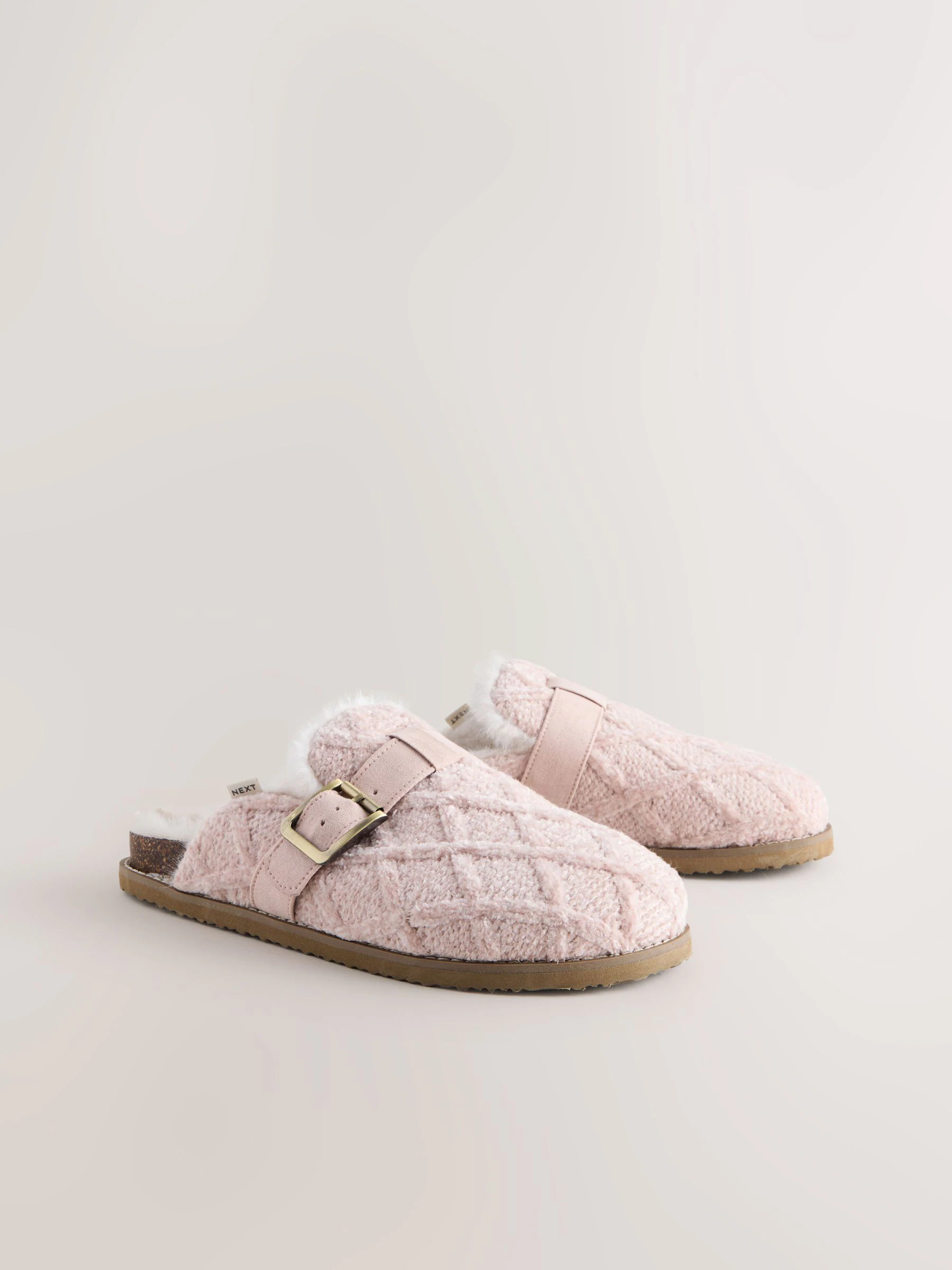 Roze - Faux Fur Footbed Buckle Slippers