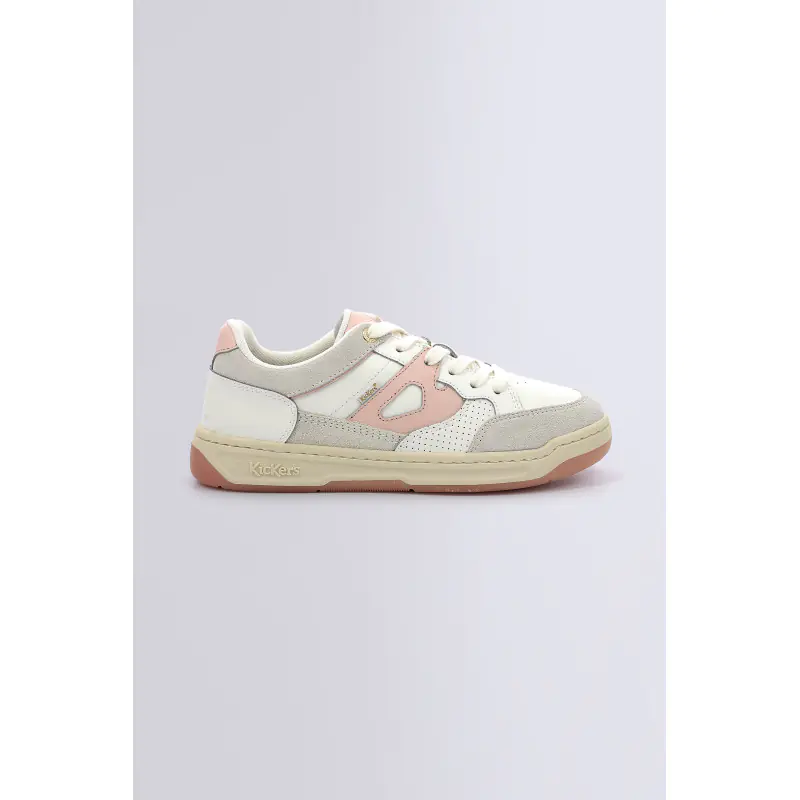 KIKOUAK JUNIOR BLANC ROSE BASKETS BASSES Cuir Mixte