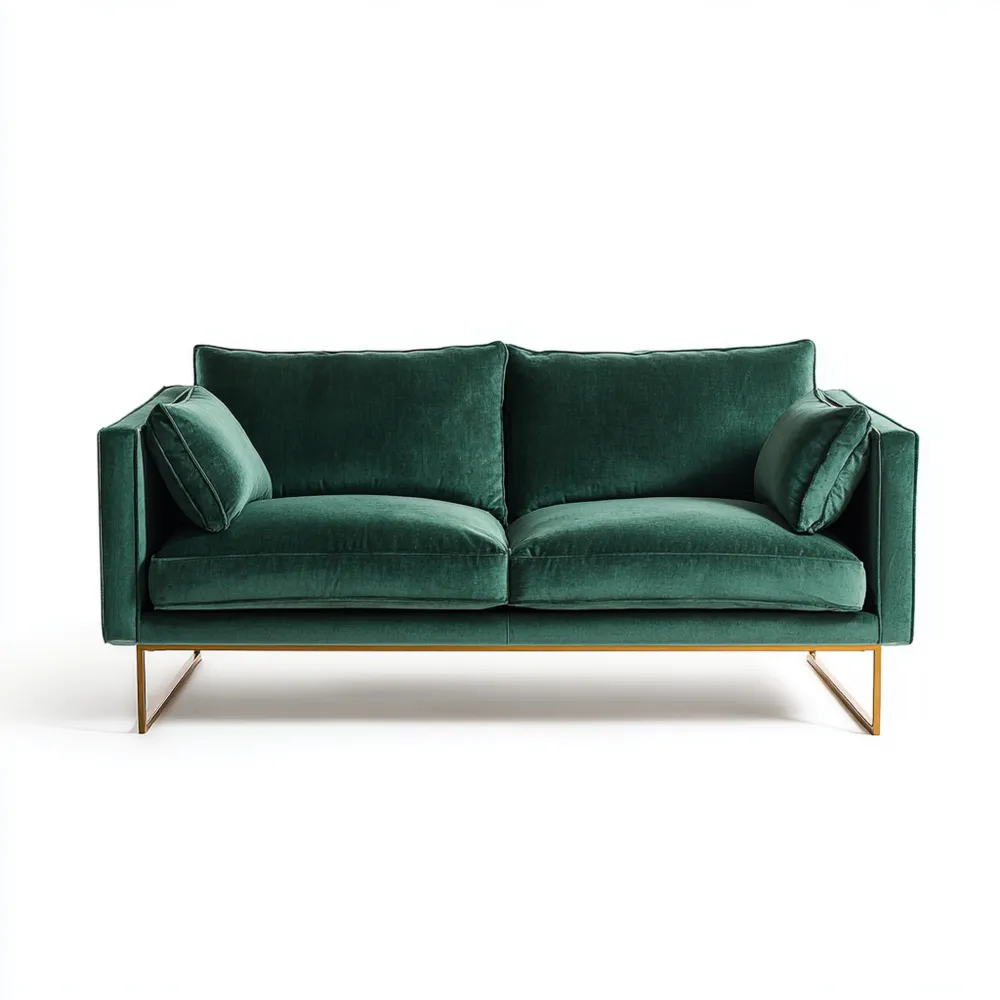2-Sitzer-Sofa Samt 150x85x75 cm – Dunkelgrün – Modernes Design