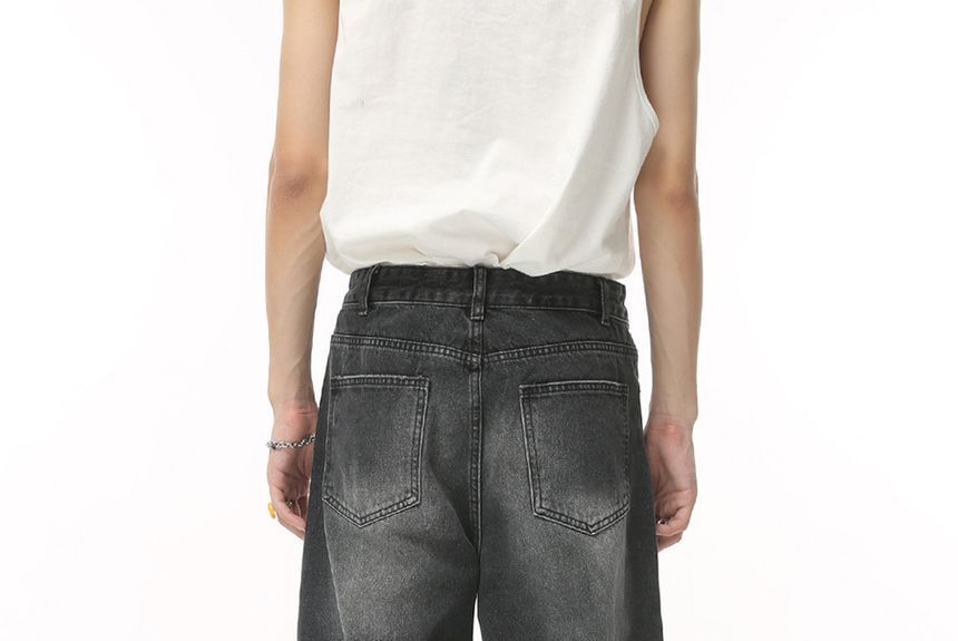 FAERIS - Mid Rise Washed Wide Leg Jeans