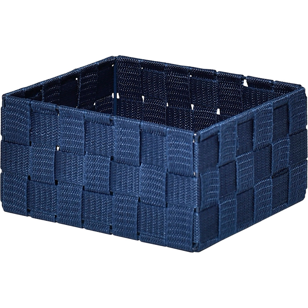 Panier de rangement carré polyester bleu marine 20x10x16cm