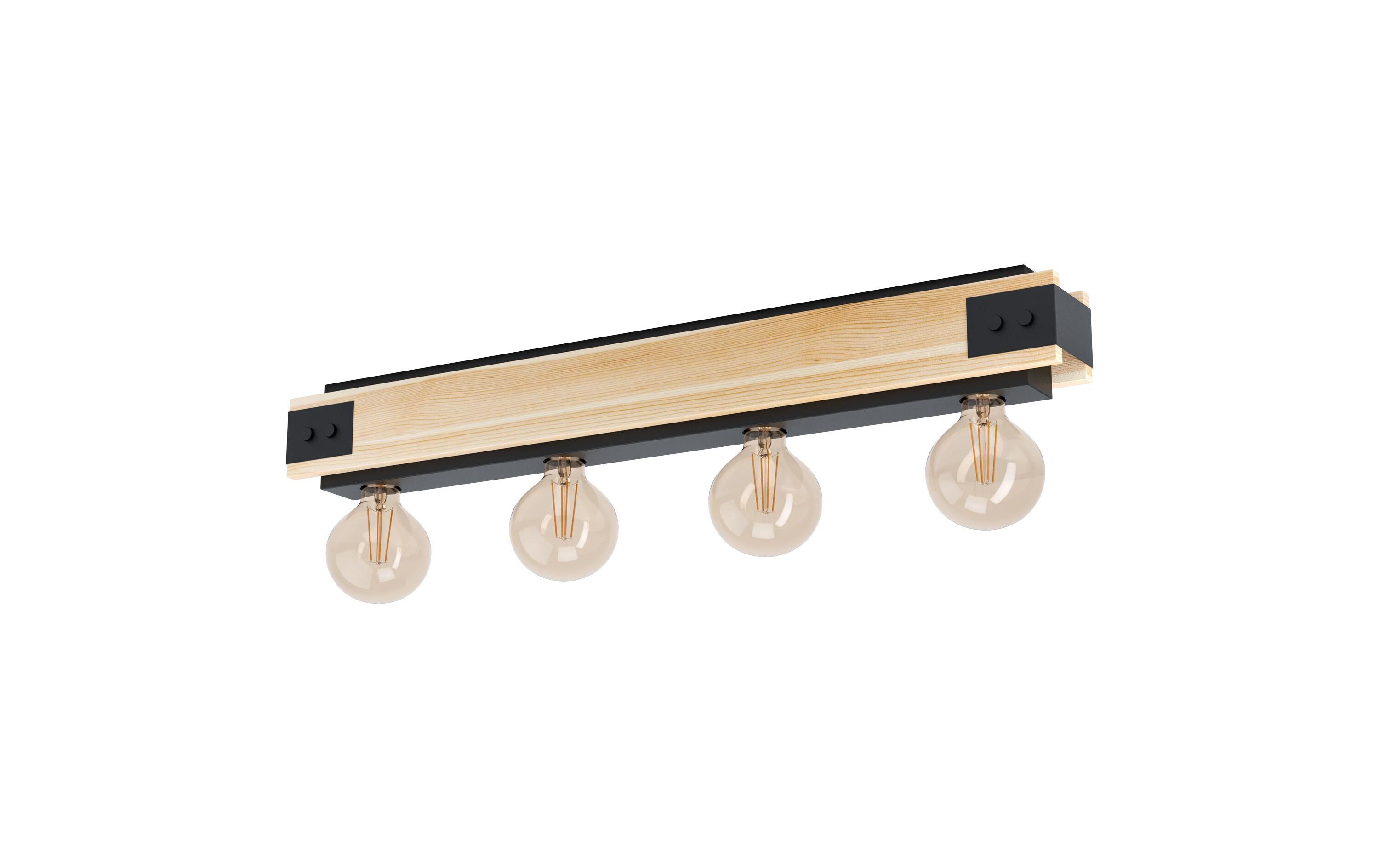 Deckenleuchte LAYHAM 4x E27, Braun/SchwarzAufbauleuchte für vier E27 Filament-Leuchtmittel