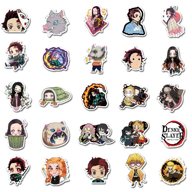 (50er Set) Anime Sticker Wasserfeste Aufkleber für Flaschen / Koffer / Fahrrad / Skateboard - Dämonen Jäger