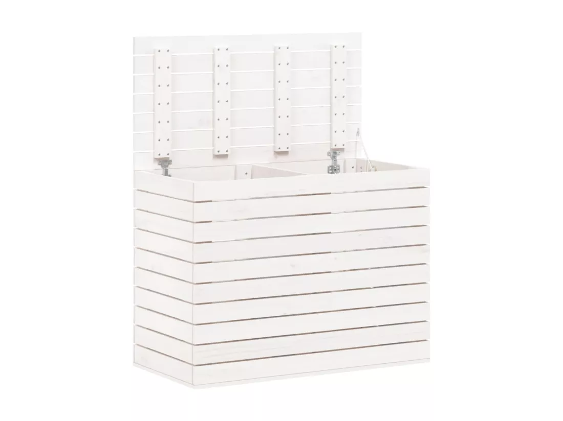 Panier à linge blanc 88,5x44x66 bois massif de pin