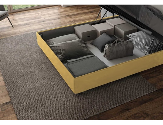 ITYHOME - Lit coffre mika 140x200 microfibra ocre
