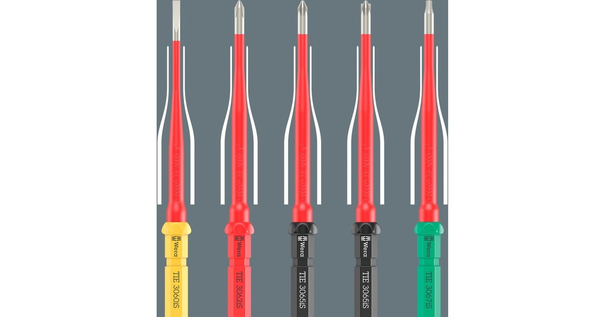 WeraKraftform Kompakt VDE RVS 17 extra slim 1 Tool Finder, 17‑delig schroevendraaier  (Rood/blauw)