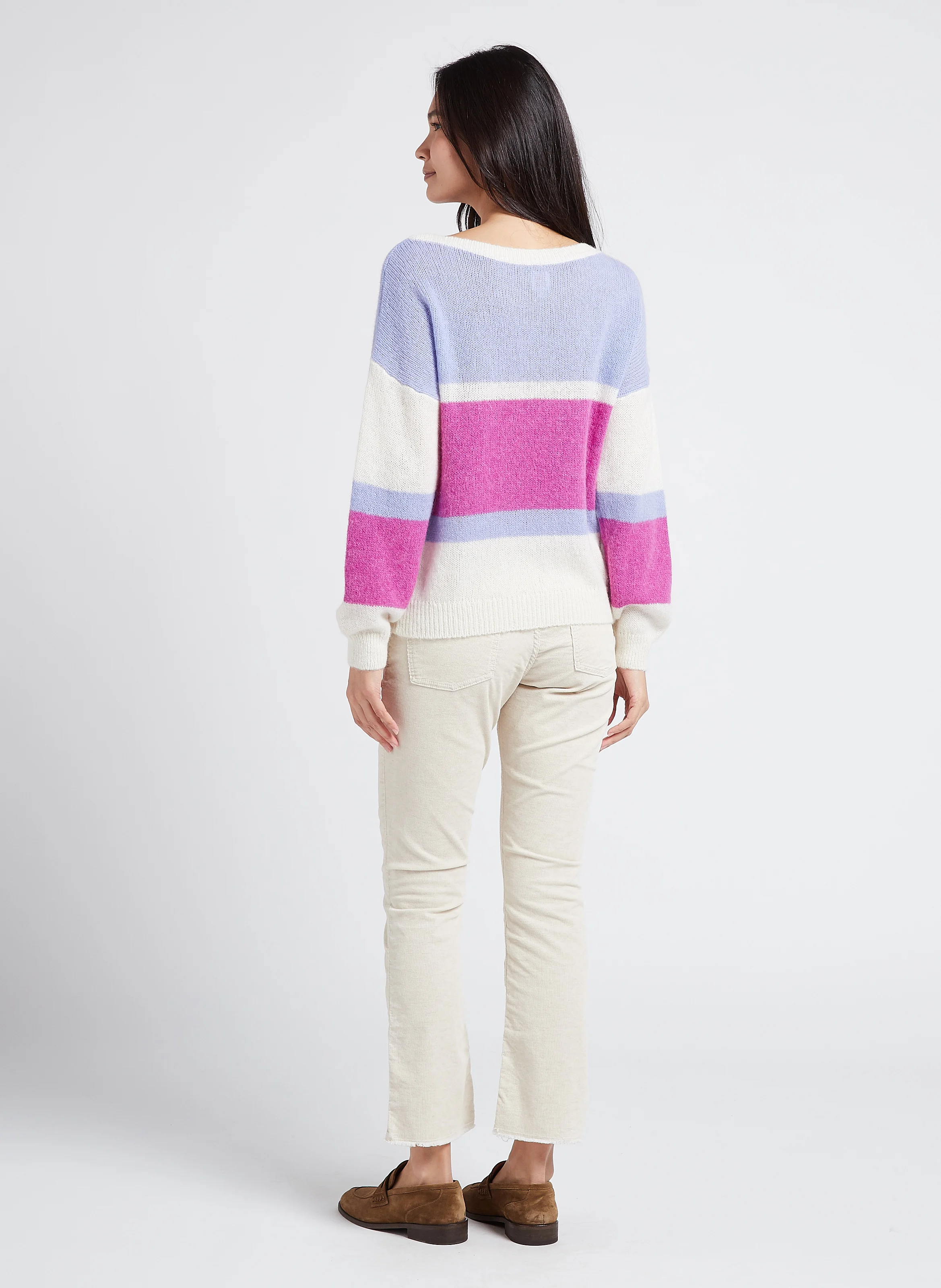 CARA - Jean bootcut cropped en coton mélangé | Blanc