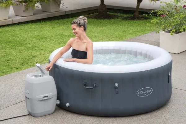 Bestway 60009, 669 L, 4 person(er), Rund, Boble/Jet massage, Acrylonitrilbutadienstyren, PVC, Grå, Hvid