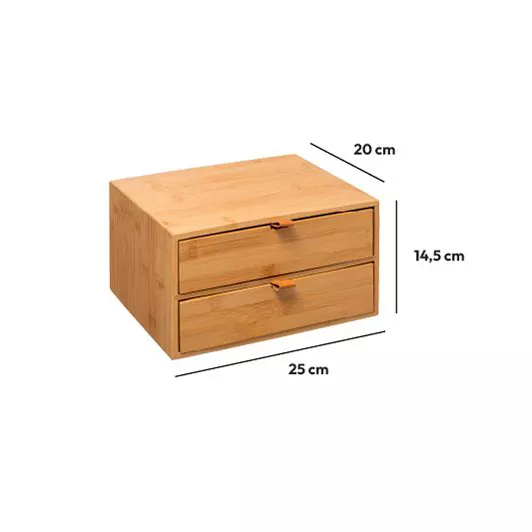Boite bambou 2 tiroirs (H14 cm) Sury Naturel