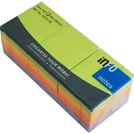 Glorex Haftnotiz SpringMix 12er 50x40 mm, je 100 Blatt