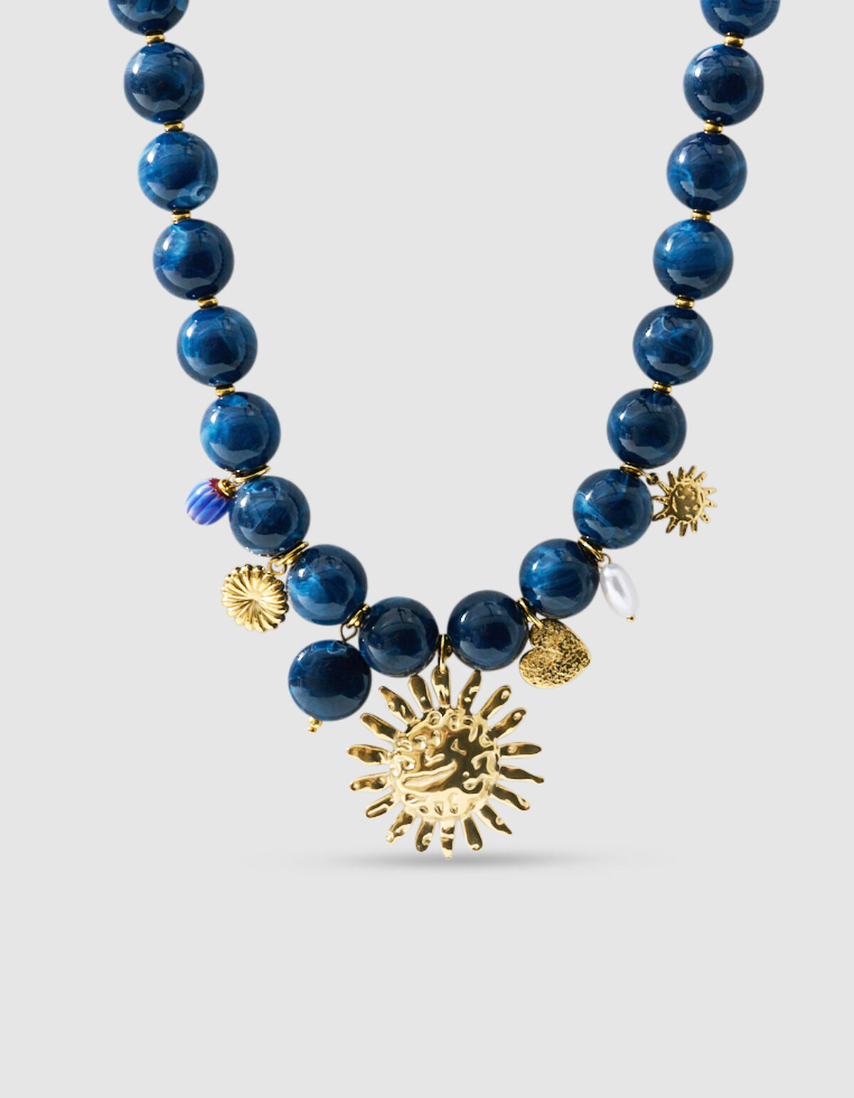 Beaded Charm Ketting Donkerblauw