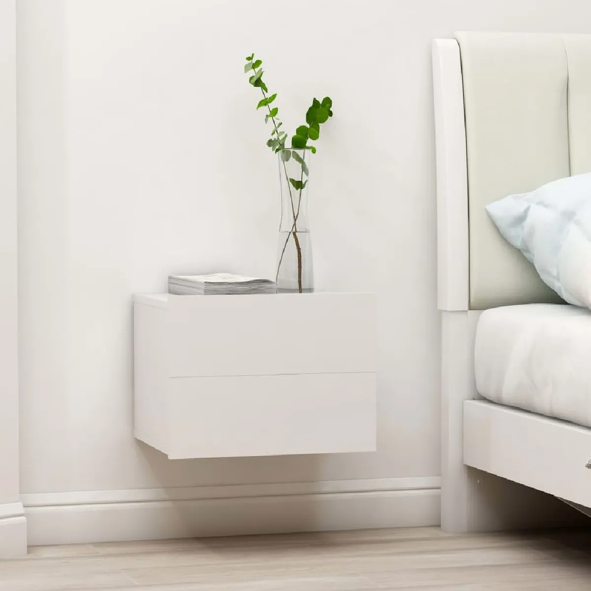 VidaXL Table de Chevet Blanc
