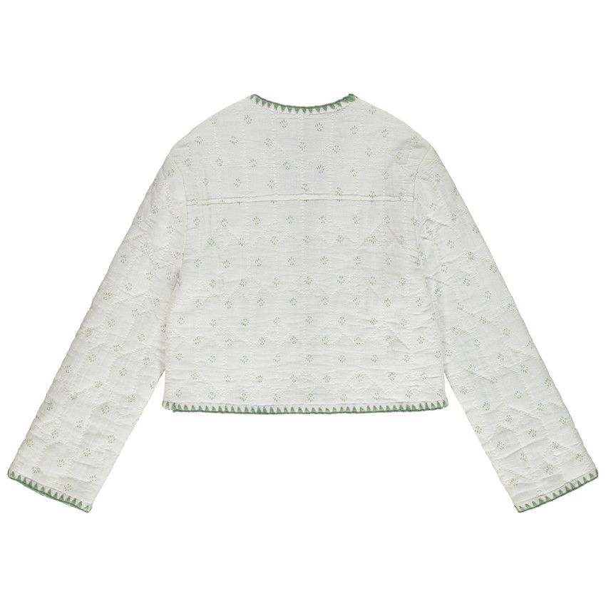 Cardigan matelassé et imprimé à surpiqûres pour fille - Ecru