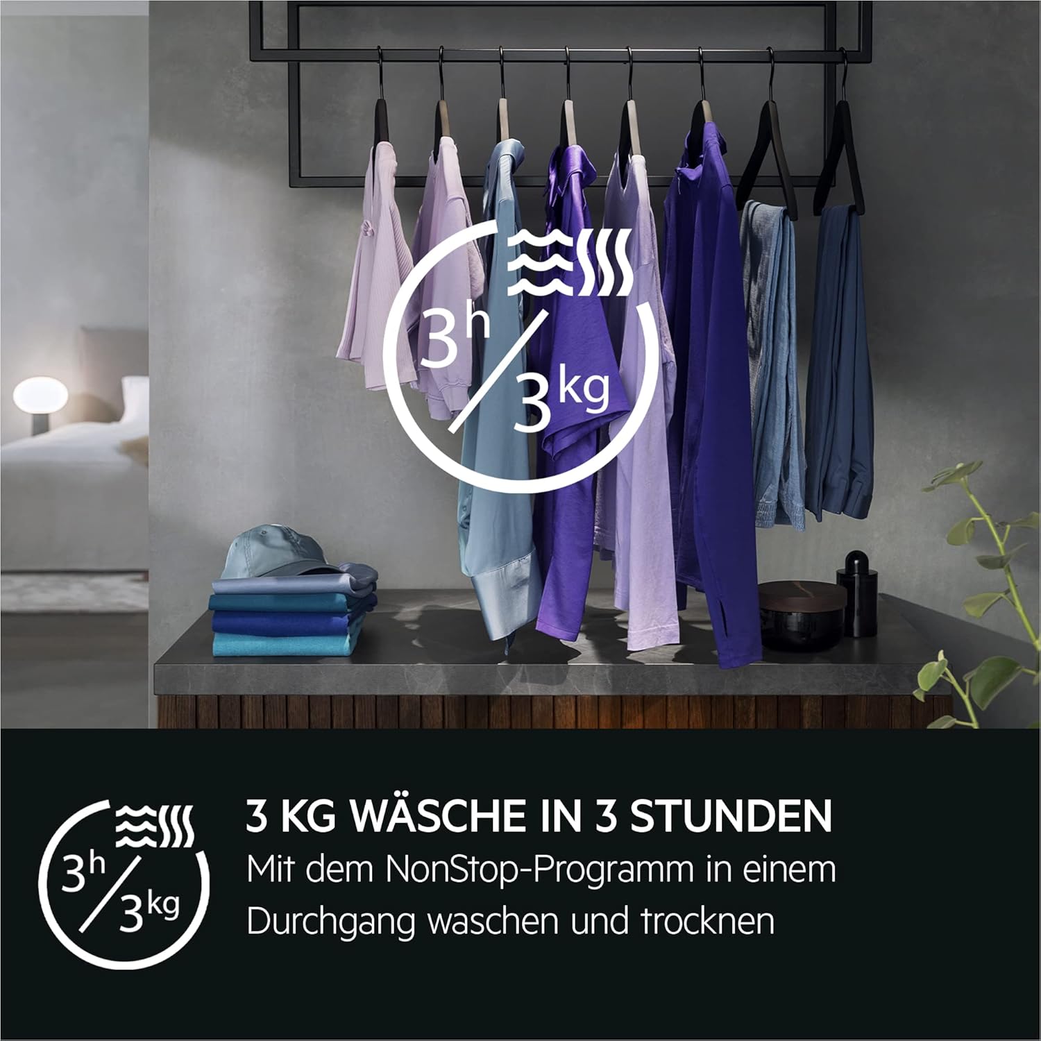 AEG Waschtrockner mit Wärmepumpe, 9 kg Waschen, 6 kg Trocknen, EEK C/A, Serie 9000 AbsoluteCare - Schonend Trocknen selbst Wolle & Seide, Dampf-Programm – Weniger Bügeln, 1600 U/min, L9WEF80690