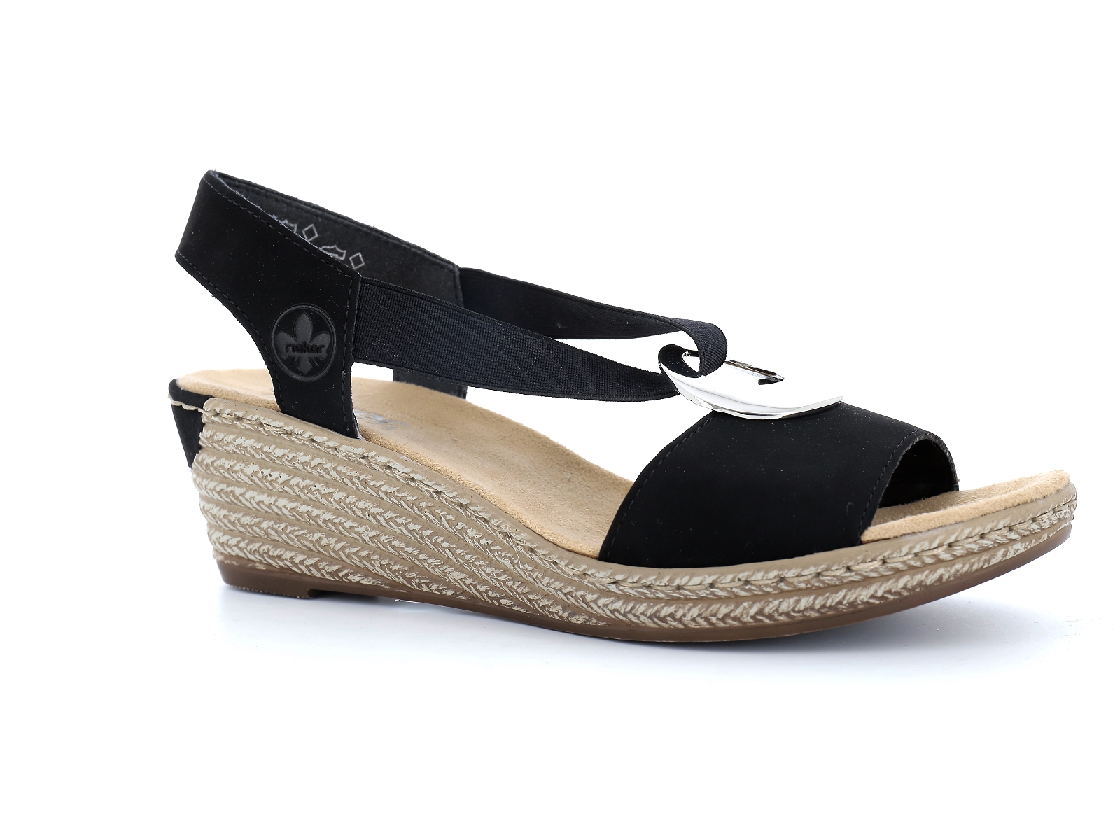 Rieker-624H6 Synthétique Velours Noir
