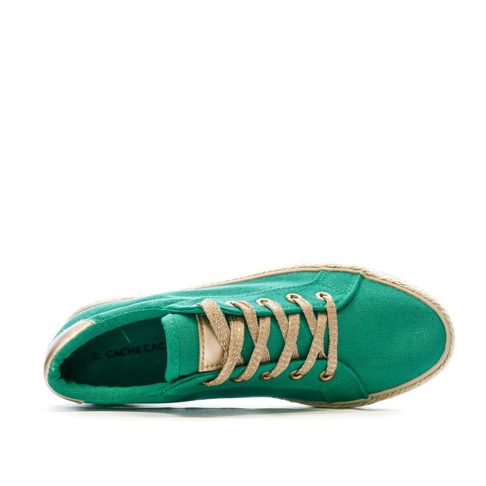 Cache Cache Baskets en Toile Vertes Femme Vert Cache Cache Choescapa