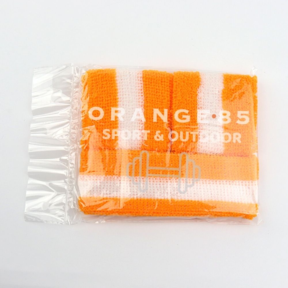 Orange85 Stripe zweetbanden set - Orange