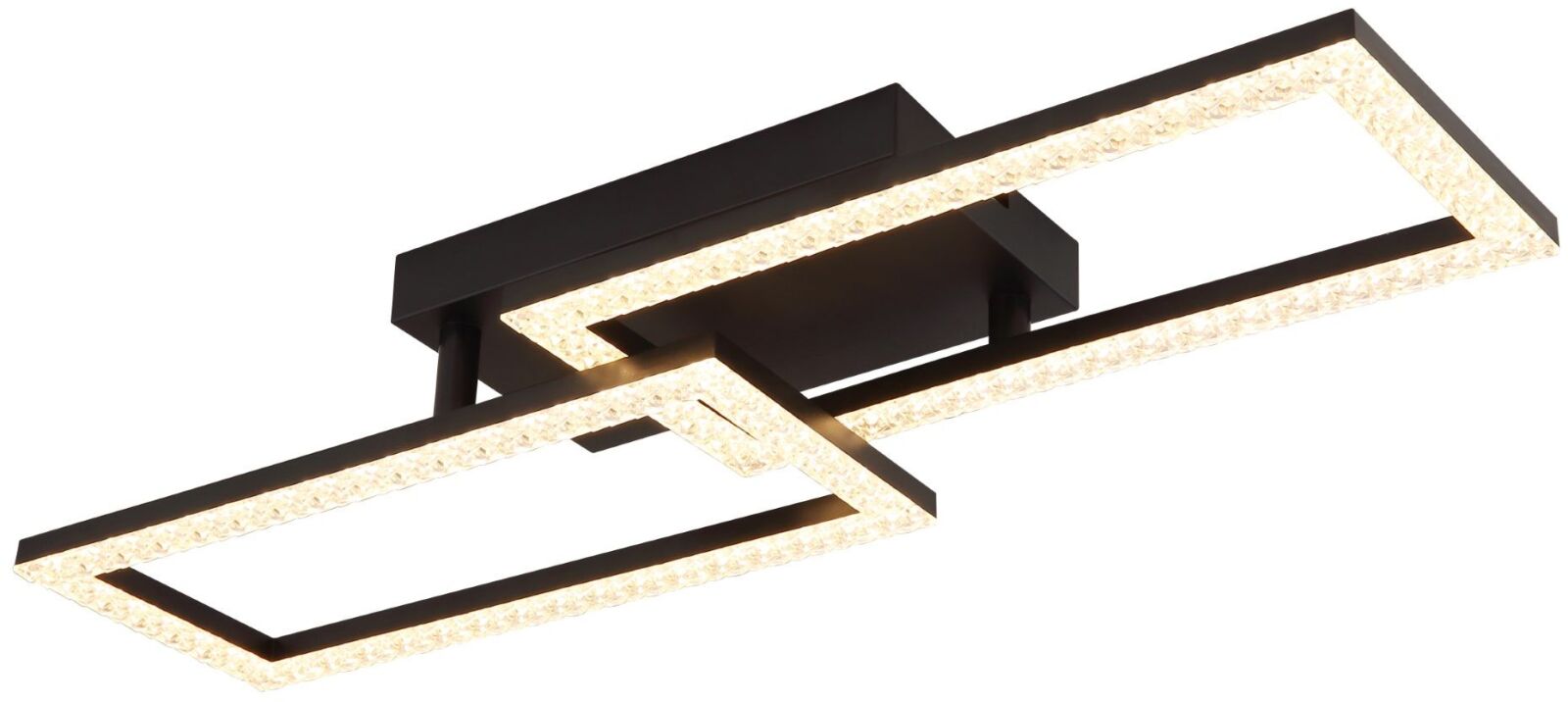 LED-Deckenleuchte - schwarz matt - Kunststoffkristalle - 2-flammig