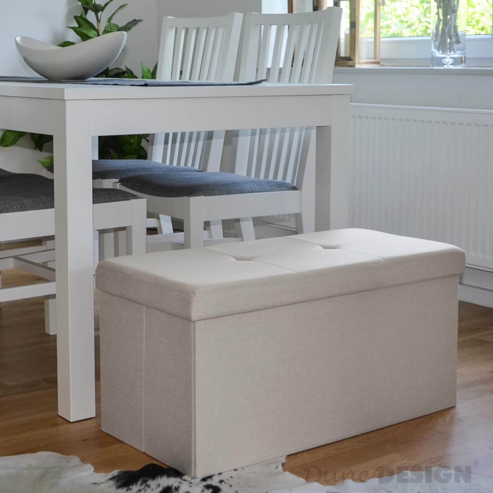 Faltbare Sitzbank 76x38x38 cm inkl. Trennwand Sitztruhe 80L Polsterbank Beige