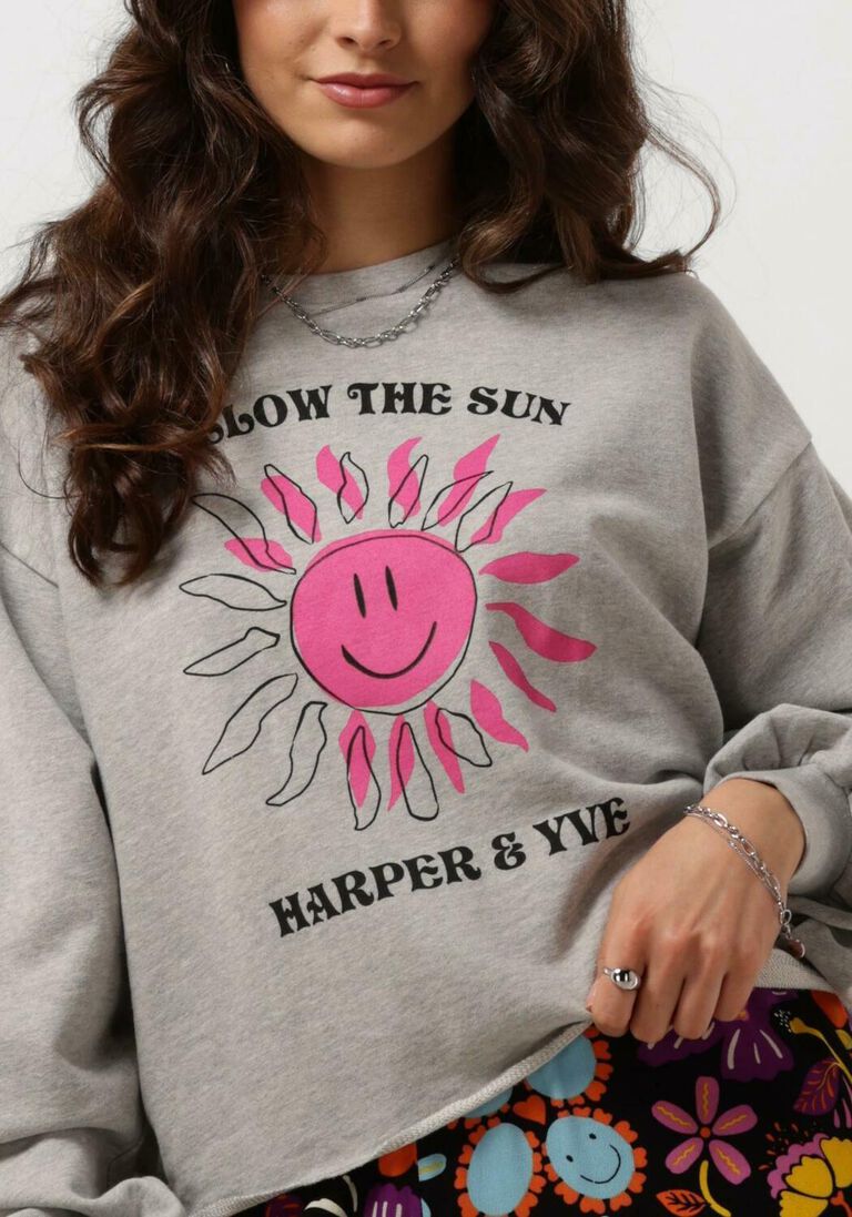 HARPER & YVE grijze harper & yve sweater smiley-sw