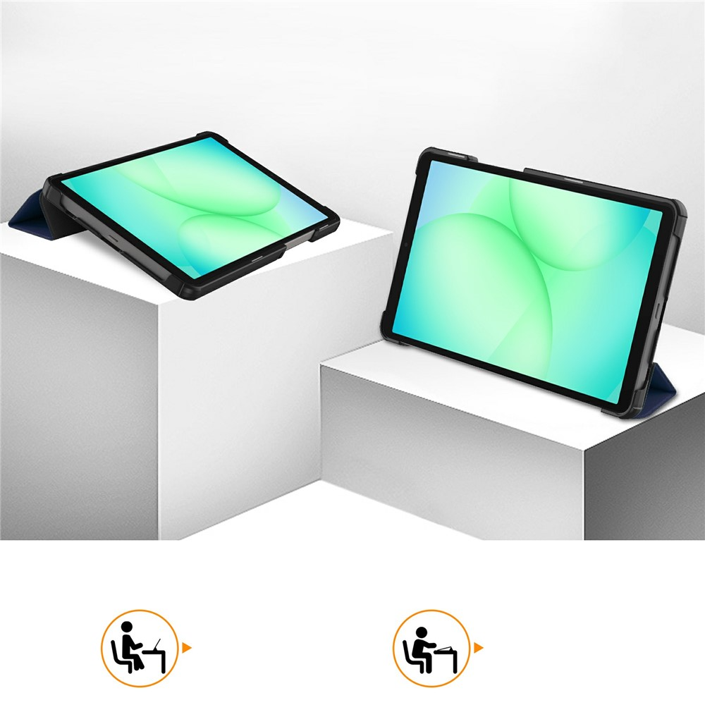 Samsung Galaxy Tab A11 / A9 Leder Tasche Flip Cover Hülle - Dunkelblau