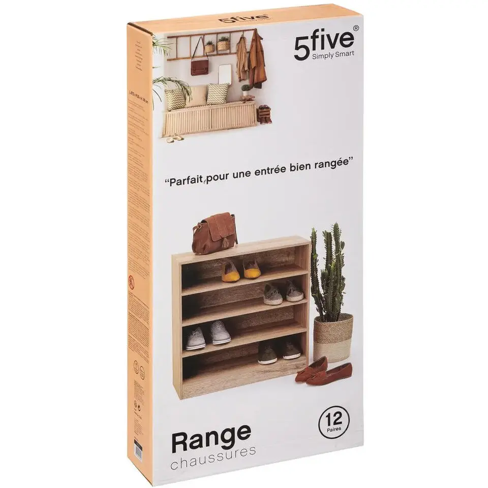 5Five Schoenenkast - 12 paar schoenen - bruin - hout - 67 x 68 cm