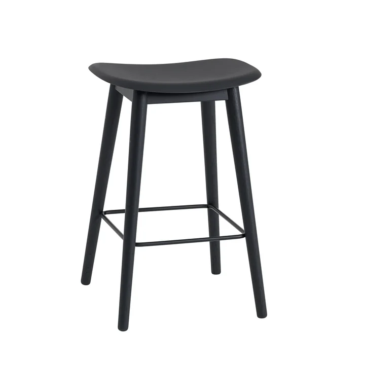 Muuto - Fiber Barhocker Wood Base H 65 cm, Eiche / weiss