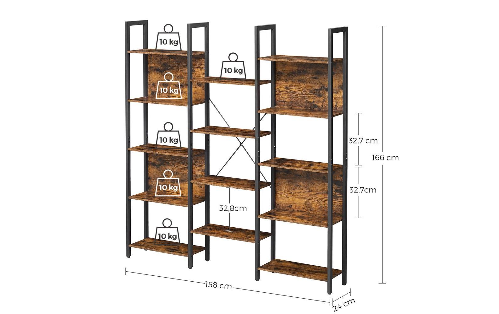 Regal 158 cm x 166 cm, Nature/Schwarz<br>Leiterregal