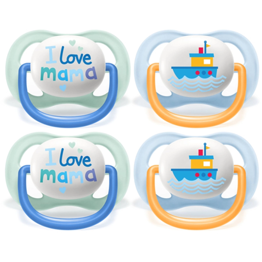 Philips Avent Schnuller ultra air SCF08001 Collection Happy 0-6m Boy MamaBoat im Doppelpack
