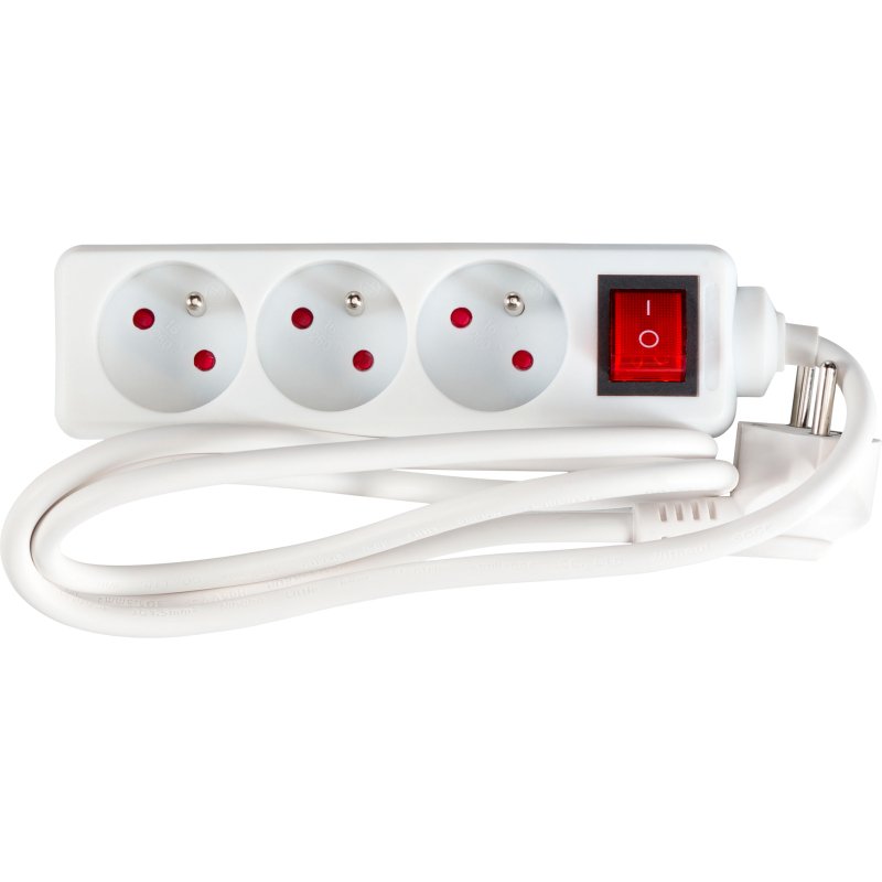 Multiprise 3 prises avec interrupteur - câble 1,5 m
