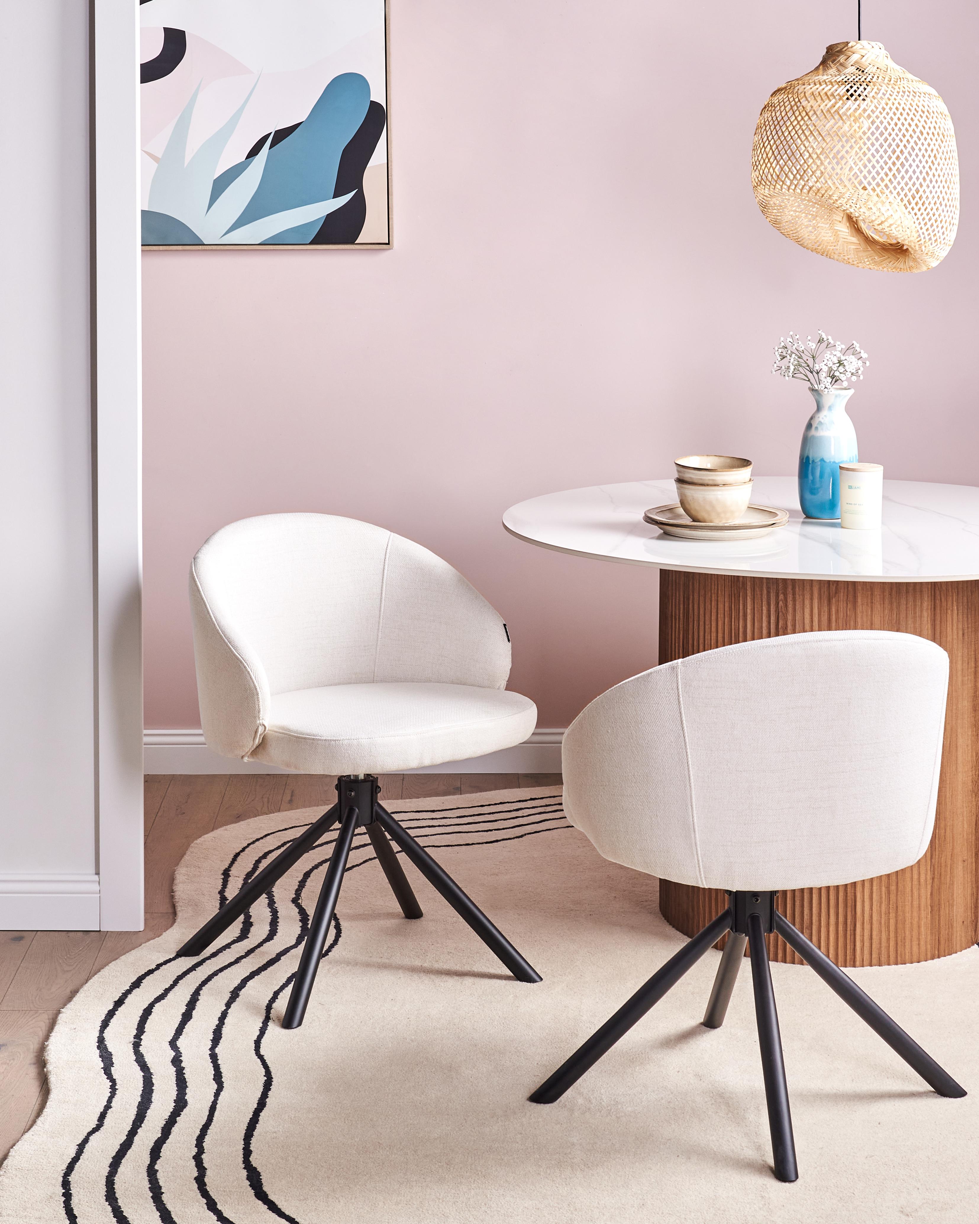 Set van 2 eetkamerstoelen draaibaar OVALO Stof Gebroken wit