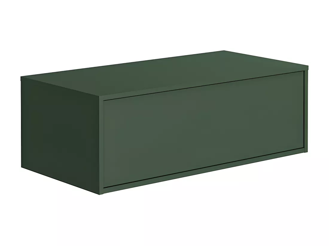 Meuble de salle de bain suspendu vert mat avec simple vasque ronde - 94 cm - TEANA II