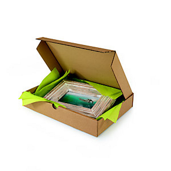 Boîte postale plate en carton simple cannelure brun - Format A5 L. Int. 21,5 x l.15,5 x H.5 cm - Lot de 50