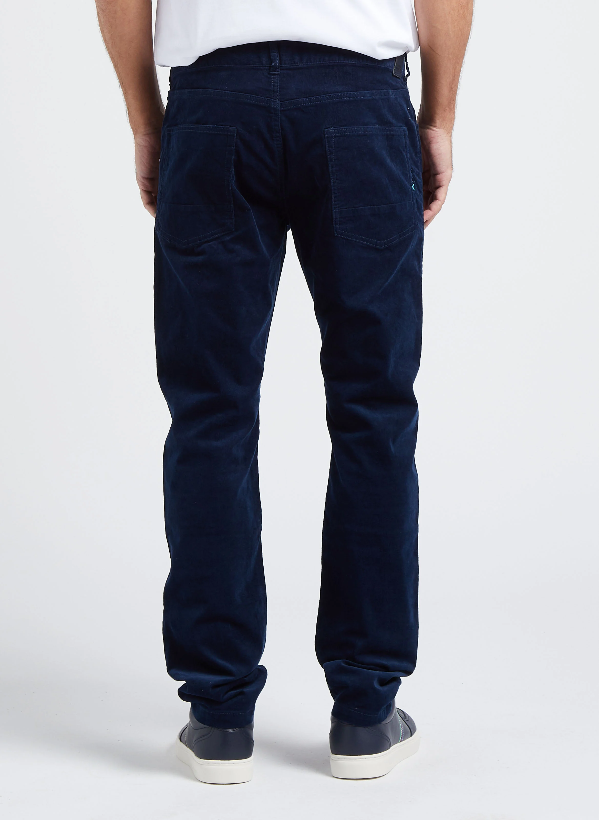 Pantalon slim-fit en velours de coton côtelé| Bleu
